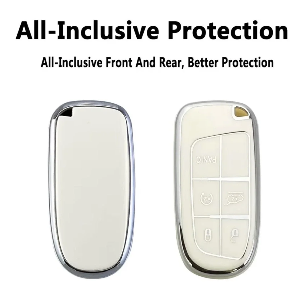 White Key Fob Cover for Jeep Grand Cherokee Compass Cherokee Renegade Keychain